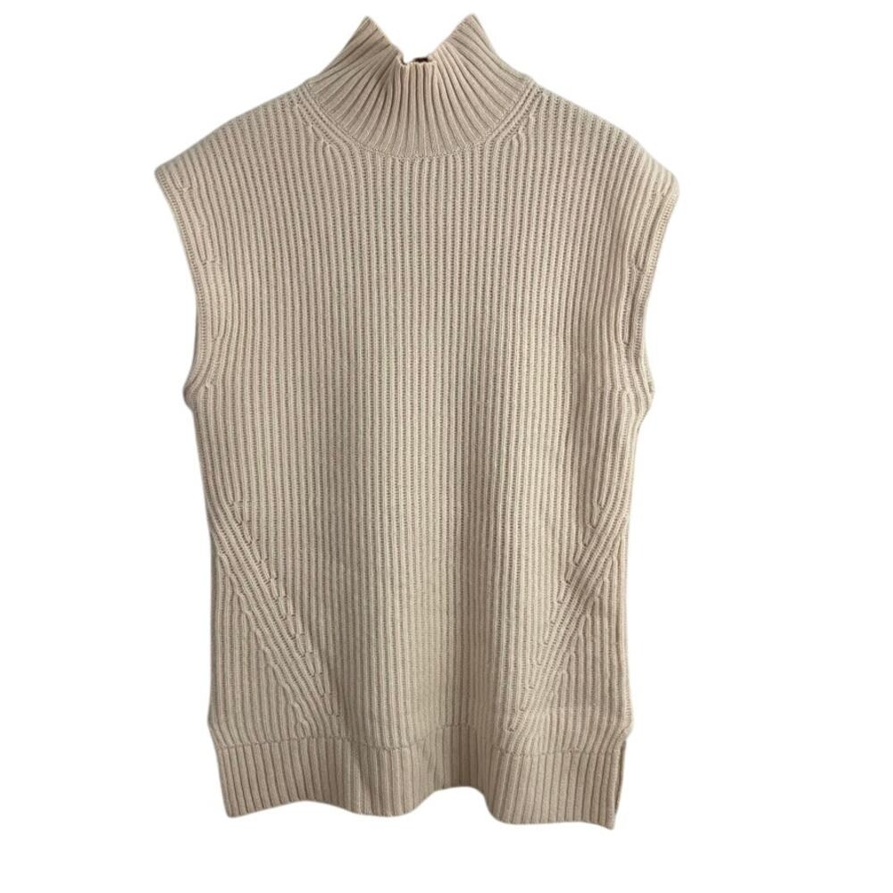 J. Crew Cashmere Sleeveless Turtleneck Tunic Sweater Cream Women XS-S3